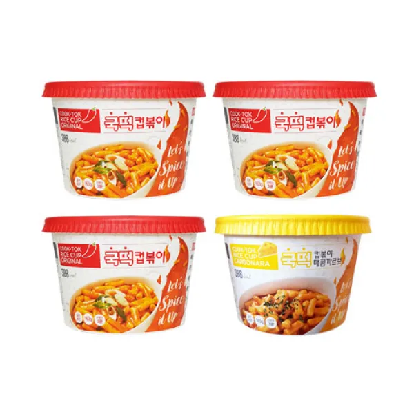 추억의국민학교떡볶이 국떡컵볶이 오리지날 163g x 3p + 매콤까르보 145g, 1세트