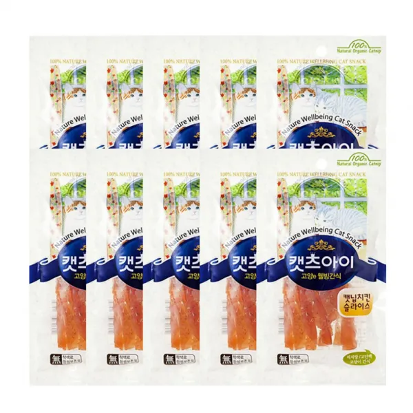 캣츠아이 고양e 웰빙 간식 닭 27g, 캣닙치킨슬라이스, 10개
