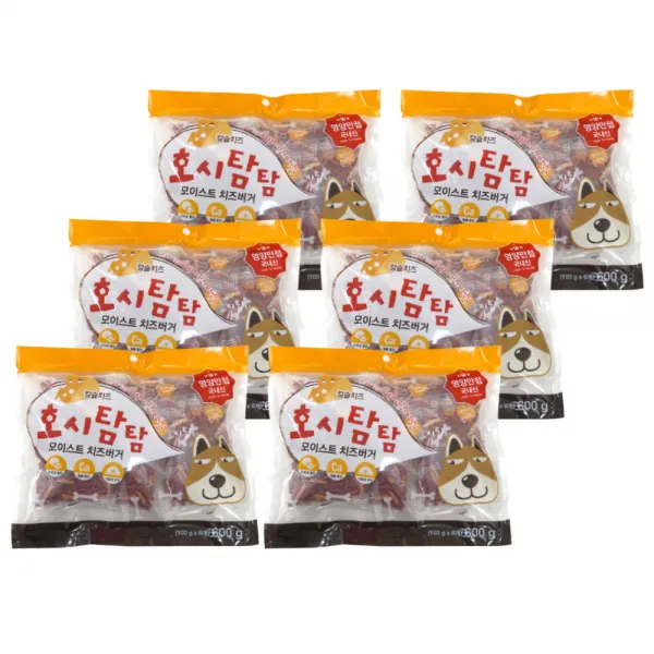 호시탐탐 모이스트 강아지간식 치즈버거 600g, 치즈맛, 6개입