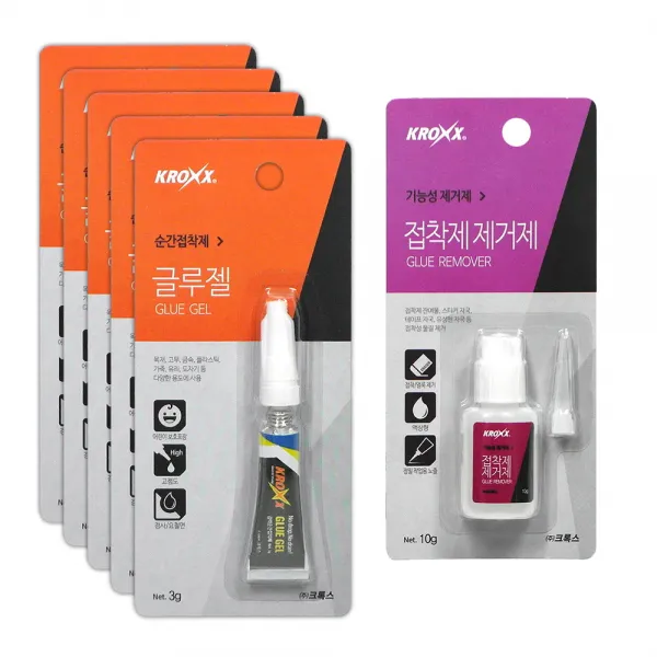 크록스 순간접착제 글루젤타입 3g x 5p + 제거제 10g, 1세트