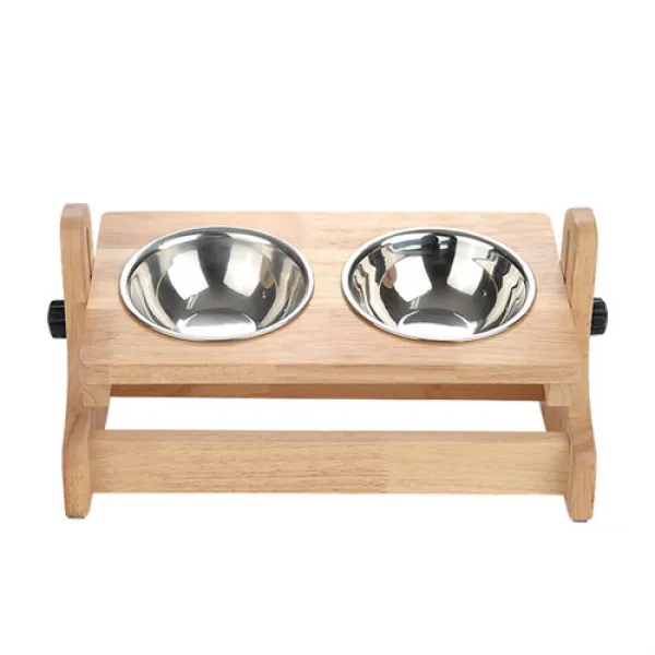 아이리빙 높이 각도조절 강아지 앤 고양이 원목식기 2구 혼합 색상 1개