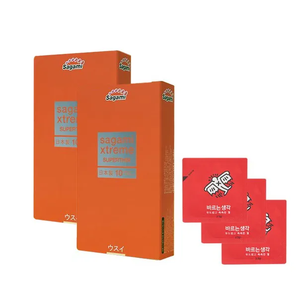 사가미 익스트림 러브미 골드 콘돔 10p x 2개 + 바르는생각 러브젤 2.5g x 3p, 1세트