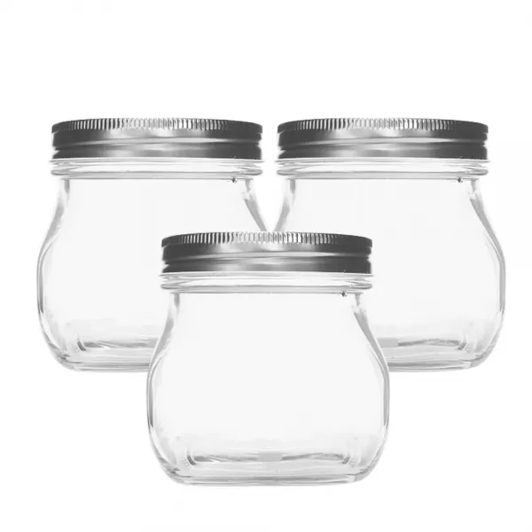 홈앤라이프 사각유리병 500 금속실버캡, 500ml, 3개입