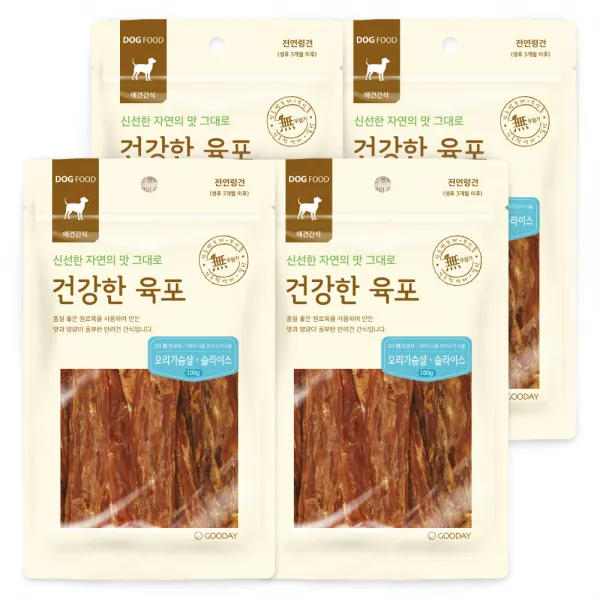 굿데이 건강한육포 반려견 간식 져키, 오리가슴살 슬라이스 맛, 4개입