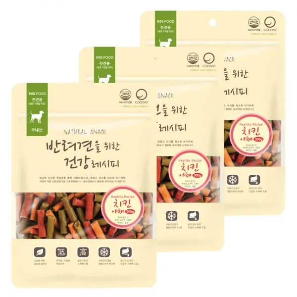 굿데이 건강레시피 반려견 간식 치킨 + 야채 혼합맛 3개입