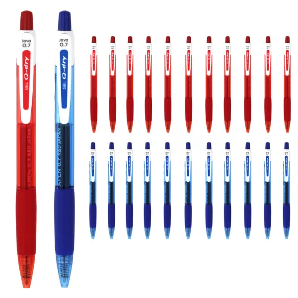 자바펜 큐드라이 볼펜 0.7mm 적색 12p + 청색 12p, 혼합 색상, 1세트