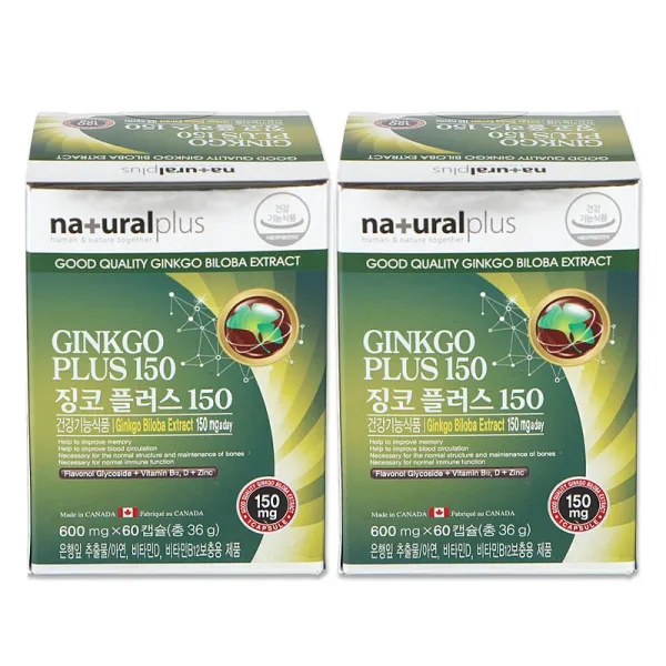 내츄럴플러스 징코 플러스 150 영양제 60캡슐 2개입