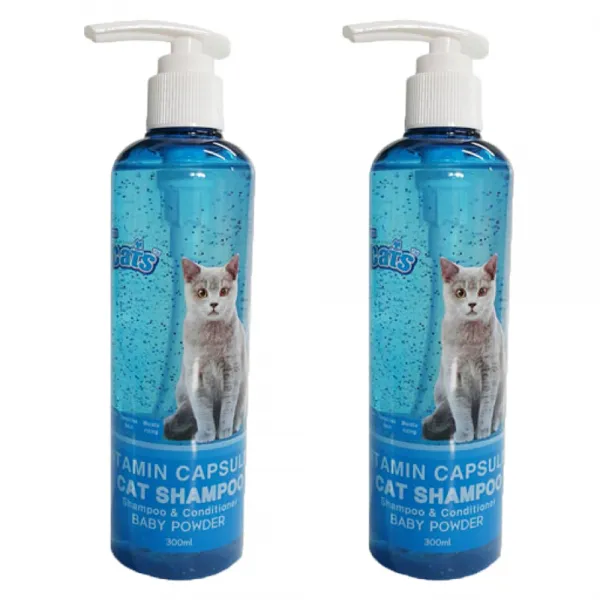 더캣츠 비타민캡슐 고양이샴푸 베이비파우더향, 300ml, 2개입