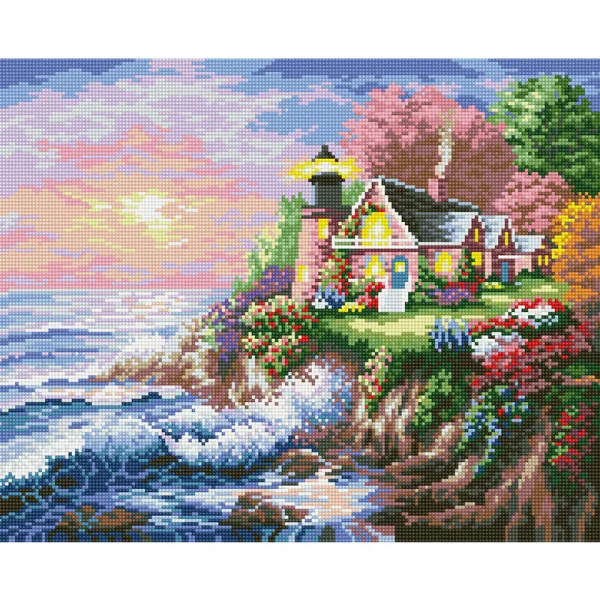 아트조이 DIY 보석 십자수 캔버스형 50 x 40 cm, 석양에 물든 등대, 1세트