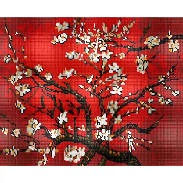 아트조이 DIY 보석 십자수 캔버스형 50 x 40 cm, 붉은 아몬드나무, 1세트