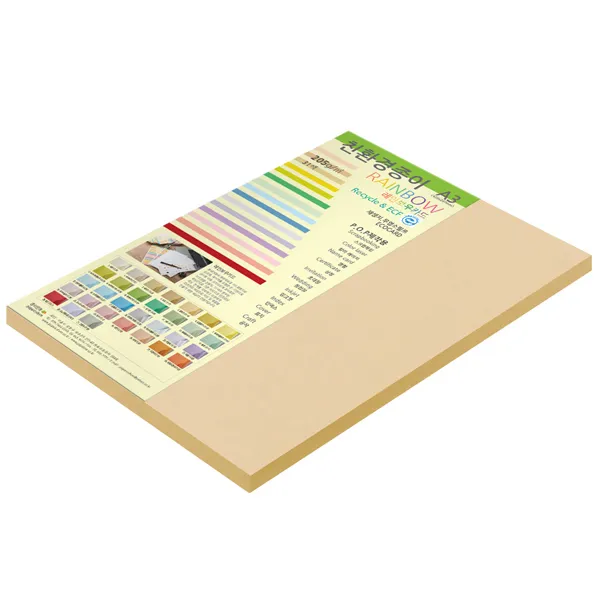 종이문화 두꺼운양면 카드지 레인보우카드 No.03 베이지 A3 40매