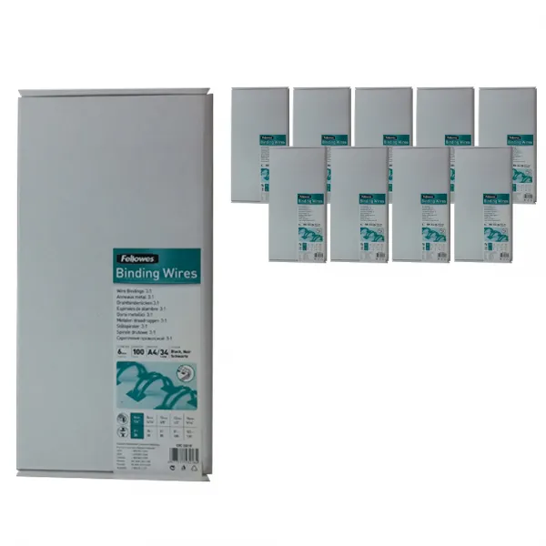 펠로우즈 제본용 와이어 링 100p X 10개 6mm 검정