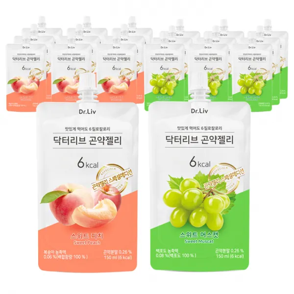 닥터리브 곤약젤리 스위트 머스캣 150ml X 10p + 스위트 피치 150ml X 10p 1세트