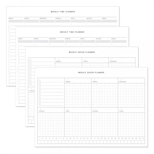 데얼스 A5 스케줄러 위클리체크 2p + 위클리타임 2p 혼합 색상