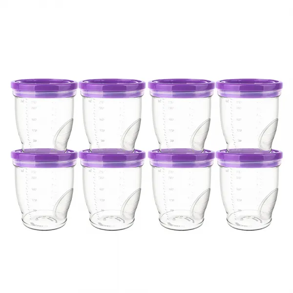 베베락 밀폐눈금 이유식 용기 240ml, 퍼플, 8개입
