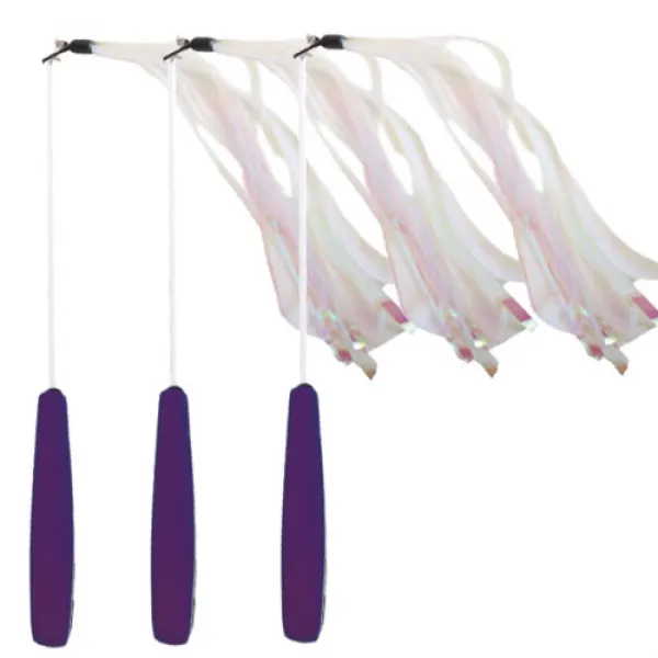 아이엠 고양이 파다닥 힐링 2단 낚시대 반짝이투명리본, Purple, 3개입