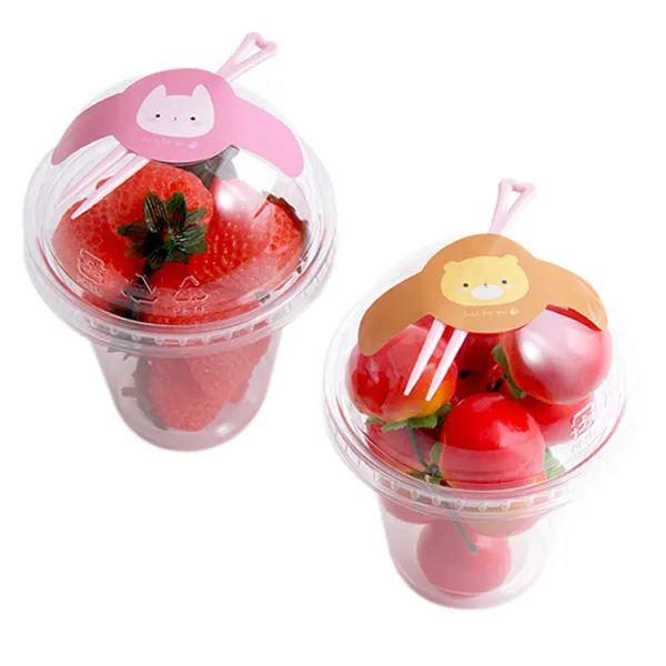 봄91 D 11 330ml 돔형 디저트컵 50p + 곰토끼캔디팝 스티커 50p + 포크 랜덤 발송 50p 1세트