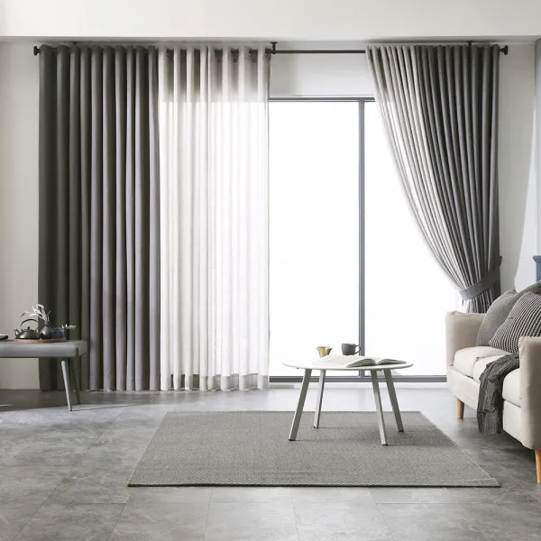 지나송 암막커튼 3종세트 + 봉 그레이