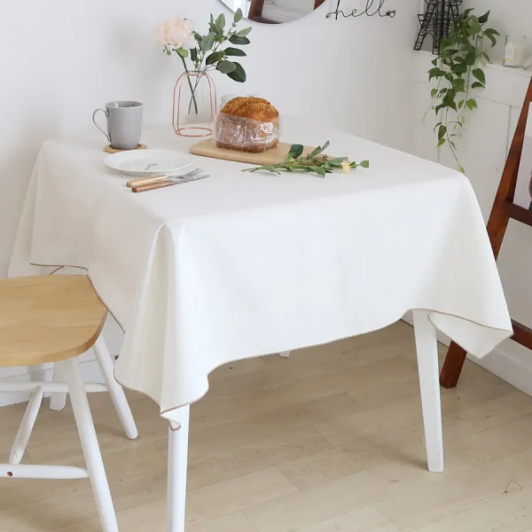 까사베르데 린넨 식탁보 화이트 핀턱마감 4인 130 X 160 Cm 