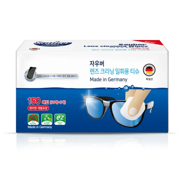 자우버 렌즈 크리닝 일회용 티슈, 150개입
