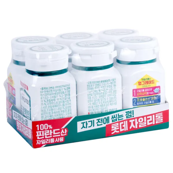 롯데제과 자일리톨 껌 프로텍트 용기, 84g, 6개입
