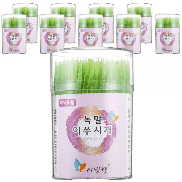 리빙웰 녹말 이쑤시개 원통 중, 1개입, 10개