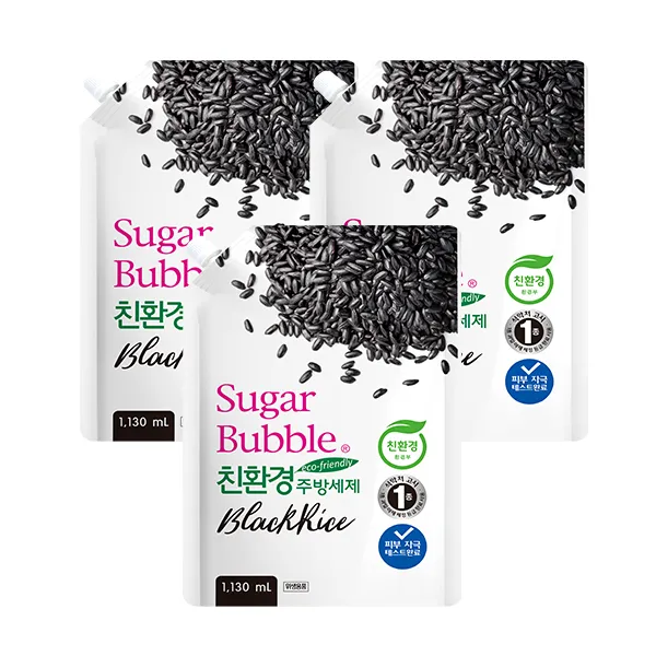 슈가버블 흑미 주방세제 리필, 1130ml, 3개입