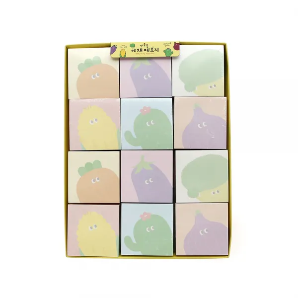 핑크풋 3000 야채메모지 6종 12p 당근 가지 브로콜리 옥수수 선인장 양파 1세트