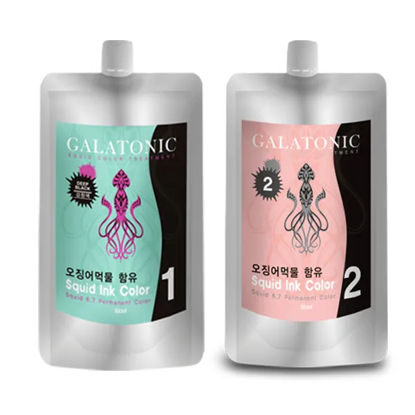 갈라토닉 새치용 오징어먹물염색약 1제 500ml + 2제 500ml, 2N검정색, 1세트