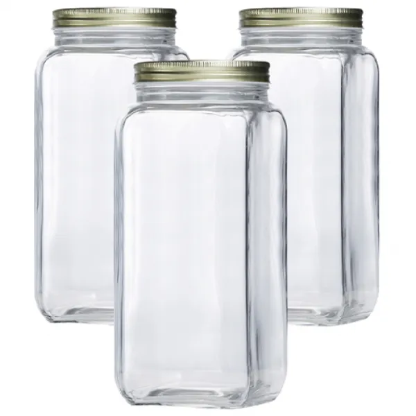 아트웨어 글라스 사각 캐니스터 유리저장병, 2000ml, 3개입