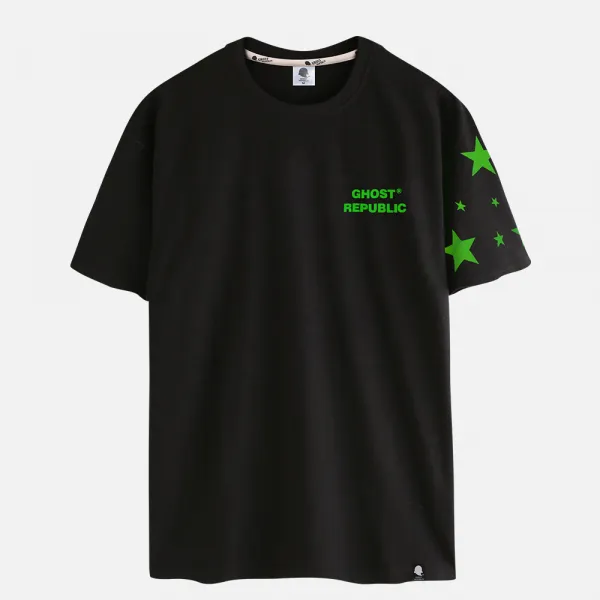 고스트리퍼블릭 소매 스타 프린팅 반팔 라운드 티셔츠 GT-354