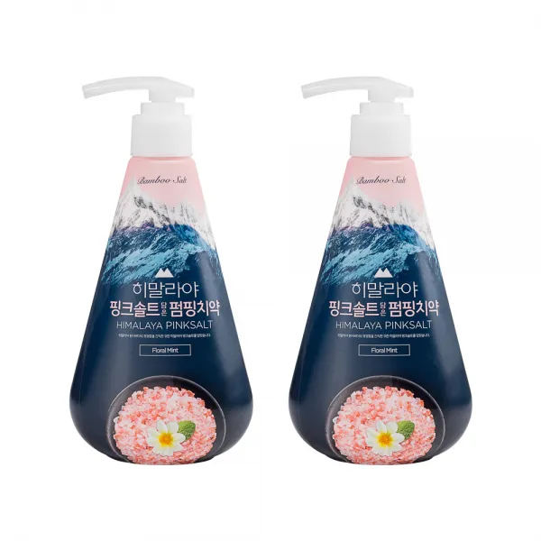 죽염 히말라야 핑크솔트 담은 펌핑 치약 플로럴민트, 285g, 2개입