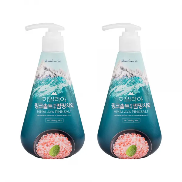 죽염 히말라야 핑크솔트 펌핑치약 아이스카밍민트, 285g, 2개입