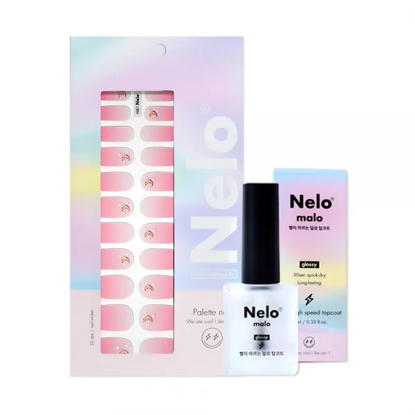 넬로 말로 스페셜 네일 세트 03, 탑코트 글로시 10ml + 네일스티커 문리버 + 내장 파일, 1세트