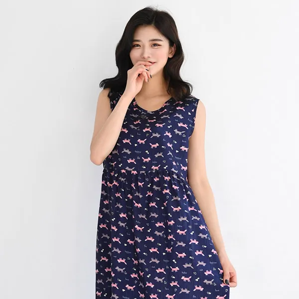 속옷미인 여성용 풍기인견 울프 민소매 나시 원피스