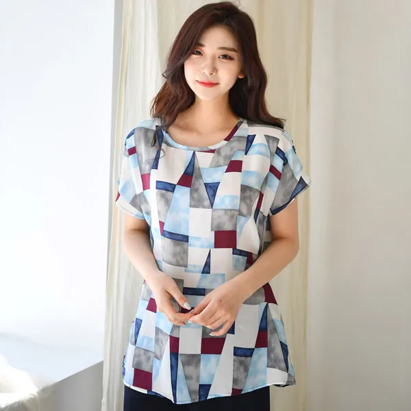 속옷미인 여성용 풍기인견 트리세 반팔 롱 티셔츠 블라우스