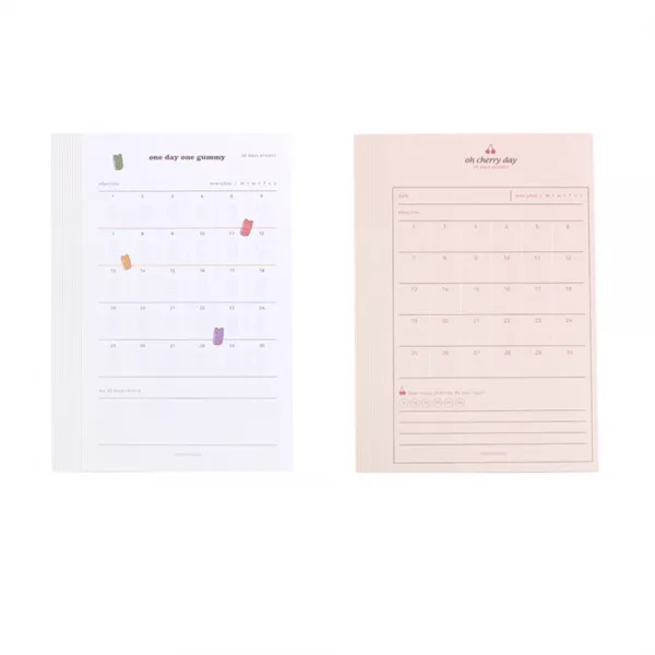 대시앤도트 목표달력세트 원 데이 원 구미 12매 + 오 체리 데이 12매, 혼합 색상