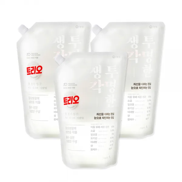 트리오 투명한생각 주방세제, 1000ml, 3개입