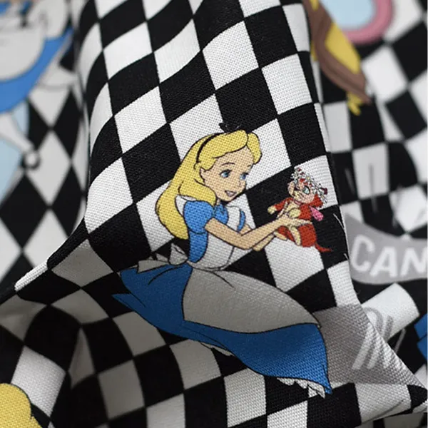 코튼빌 아트패브릭 디즈니 코튼 20수dtp 앨리스 어드벤처 원단 블랙