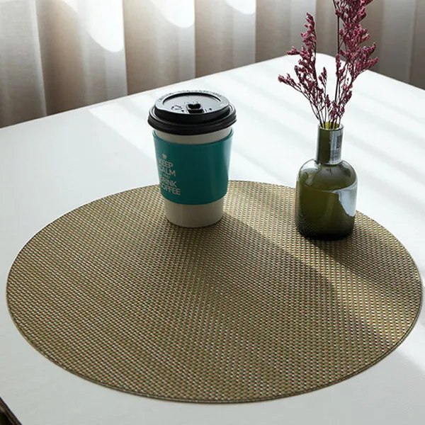 모리스벤암펠 멜로우스페이스 Green Pvc 테이블 식탁 매트 Tc M12 골드올리브그린 원형 38 X 38 Cm