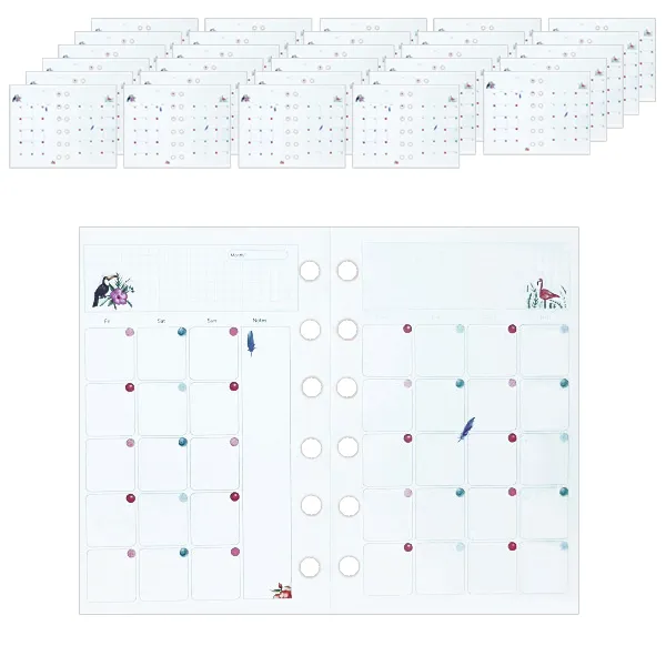 빅드림 꾸꾸까까 6공 다이어리 그림속지 월간계획 10p, 20매
