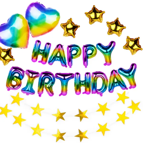 인디고샵 레인보우 생일파티 알파벳 풍선세트, 혼합 색상, 1세트