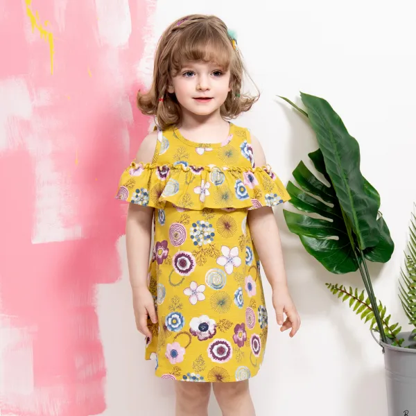 월튼키즈 여아용 프릴 오프숄더 원피스