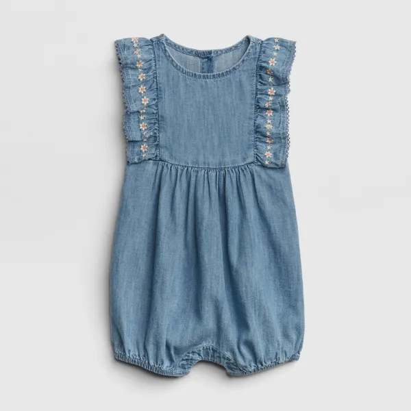 갭 여아용 베이비 플로럴 러플 쇼트 원피스