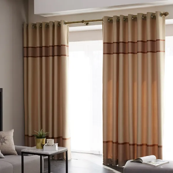 바이데코 삼중직 분사 자카드 암막 아일렛 커튼 스트라이프 2p 브라운
