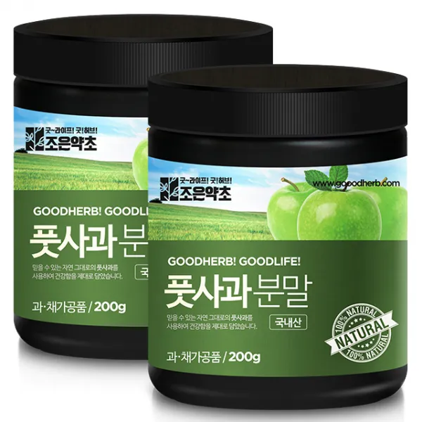 조은약초 프리미엄 국내산 풋사과 분말, 200g, 2개