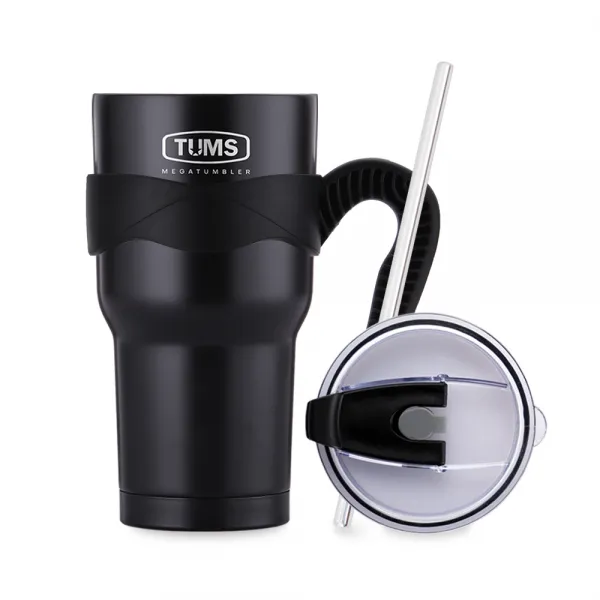 텀스 뉴메가 텀블러 900ml + 손잡이 + 스트로우방수뚜껑 + 스텐스트로우 블랙