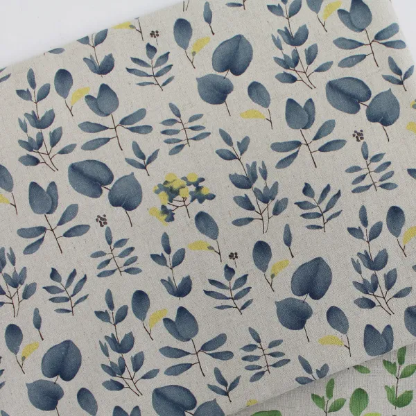 베드앤데코 린넨 프린트패턴 패브릭원단 포플러블루