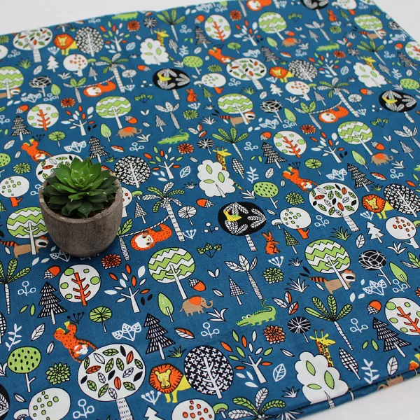 베드앤데코 코튼 패브릭원단 정글스네이비