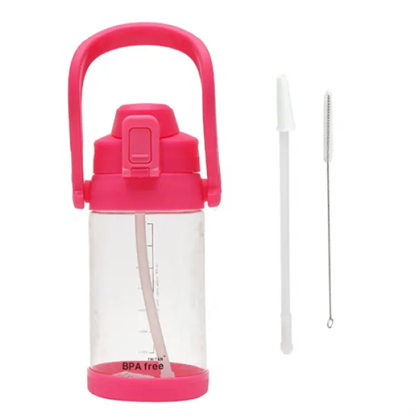 거성 트라이탄 물병 1800ml + 빨대 2p + 세척솔, 핑크